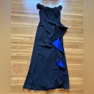 Carmen Marc Valvo Infusion prom formal high slit dress purple black 4 gown luxe